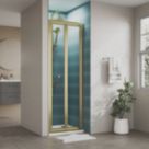 ETAL  Framed Rectangular Bi-Fold Shower Door Brushed Brass 690mm x 1900mm