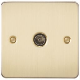 Knightsbridge  1-Gang Coaxial TV Socket Brushed Brass