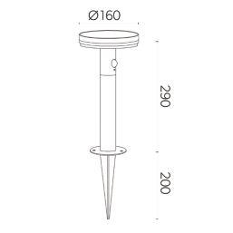 4lite Antheia Outdoor LED Solar-Powered Decorative Spike Light With PIR Sensor Black 260lm