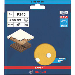 Bosch Expert C470 240 Grit 8-Hole Punched Wood Machine Sanding Discs 125mm 5 Pack