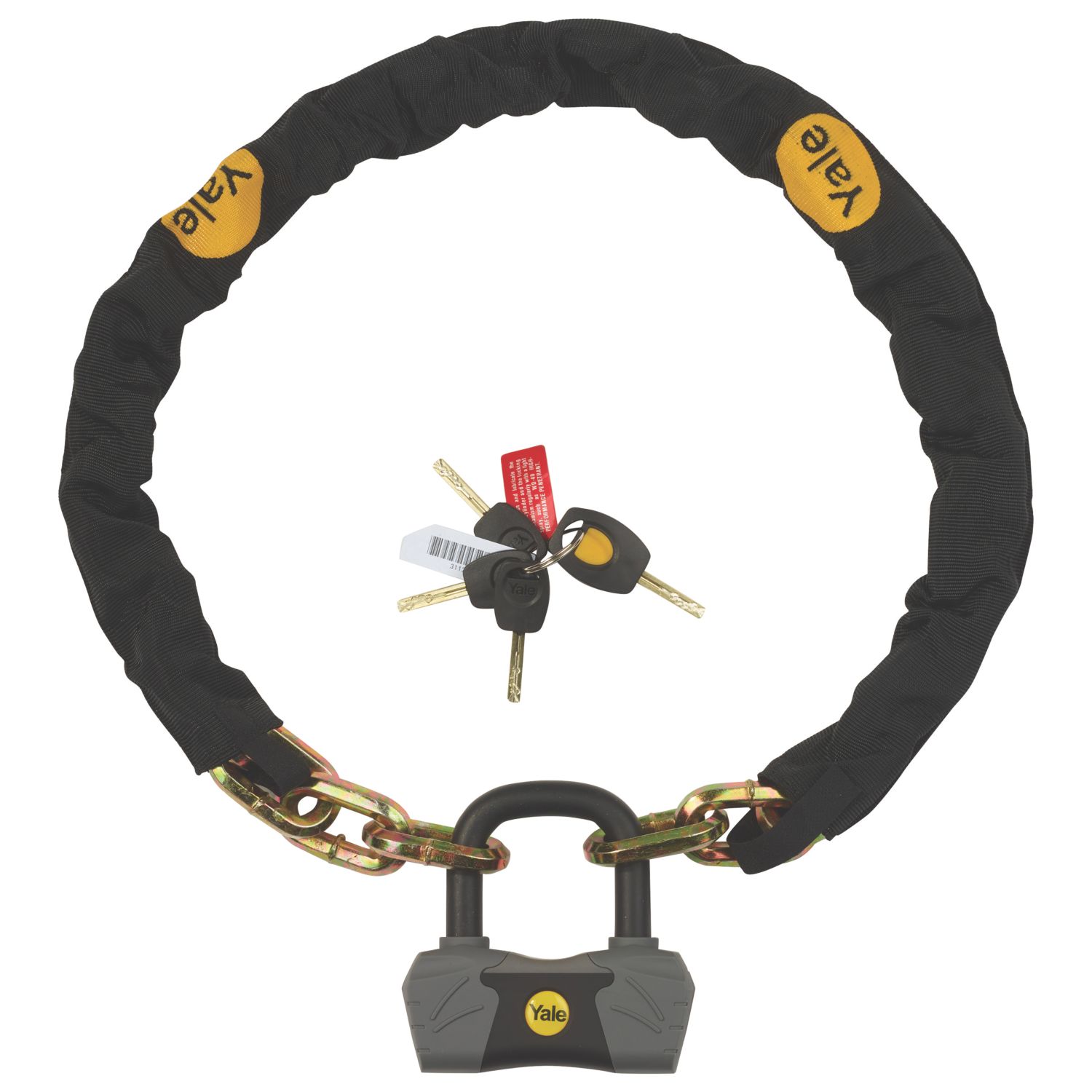 Yale Hardened Steel Maximum Security Chain & Lock 1.1m x 10mm (236YW)