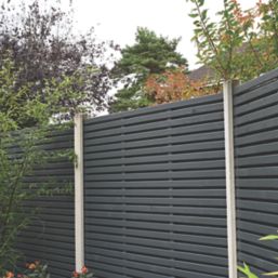 Forest  Double-Slatted  Fence Panels Anthracite Grey 6' x 6' Pack of 5