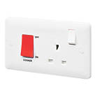 MK Base 45A 2-Gang DP Cooker Switch White  with Red Inserts