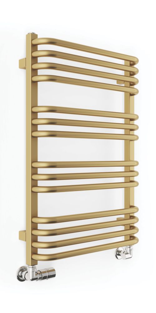 Terma 760mm x 500mm 1406BTU Brass Curved Designer Towel Radiator Screwfix