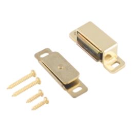 Essentials Premium Adjustable Magnetic Cabinet Catch Polished Brass 46mm x 14mm 4 Pack