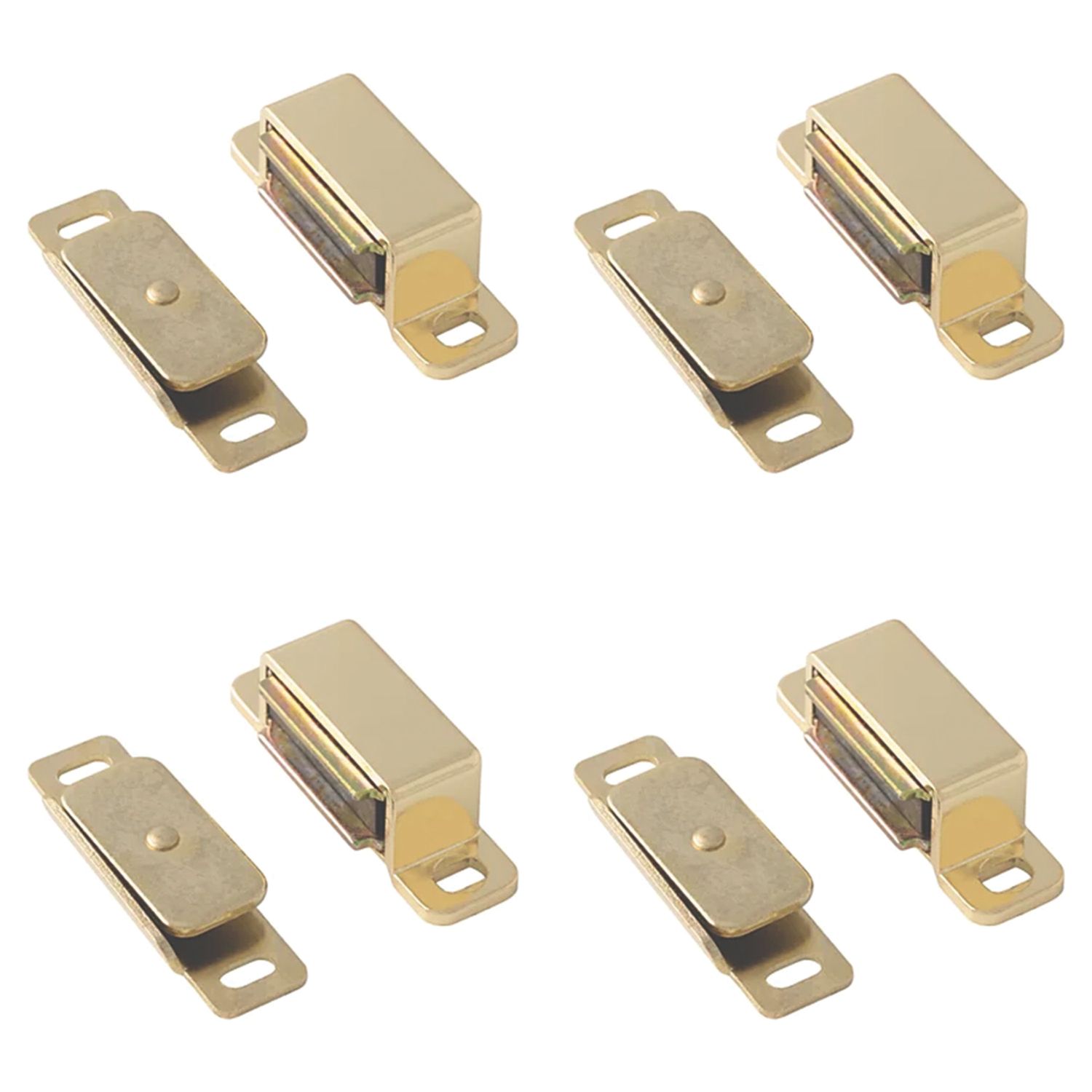 Essentials Premium Adjustable Magnetic Cabinet Catch Polished Brass 46mm x 14mm 4 Pack (237TA)