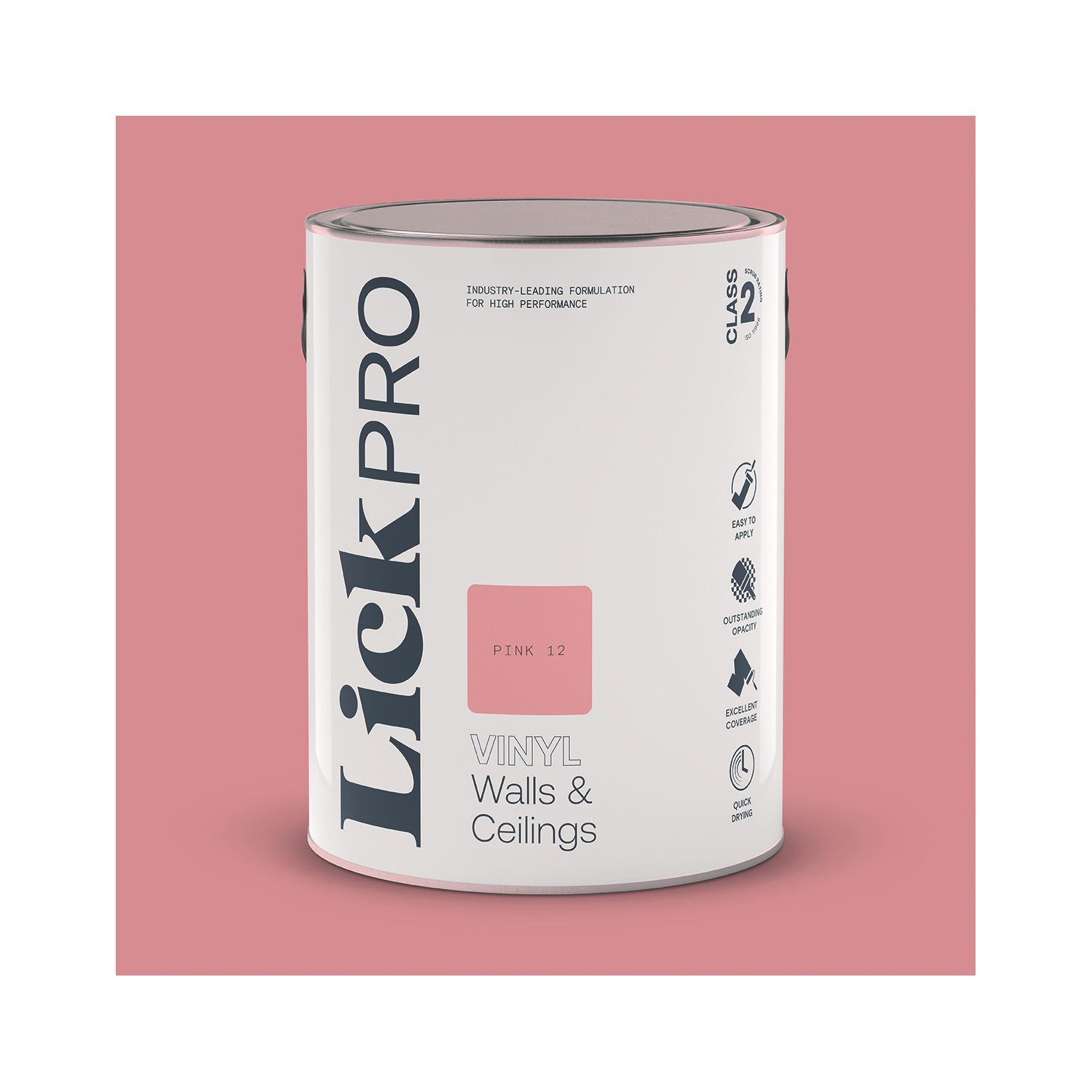 LickPro 5Ltr Pink 12 Vinyl Matt Emulsion Paint (237TM)