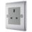 British General Nexus Metal 13A 1-Gang Unswitched Socket Brushed Steel with Graphite Inserts