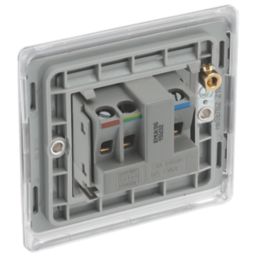 British General Nexus Metal 13A 1-Gang Unswitched Socket Brushed Steel with Graphite Inserts