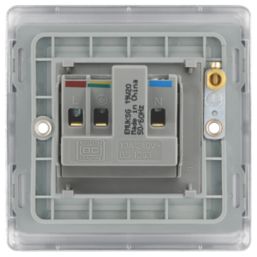 British General Nexus Metal 13A 1-Gang Unswitched Socket Brushed Steel with Graphite Inserts