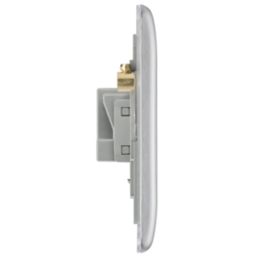 British General Nexus Metal 13A 1-Gang Unswitched Socket Brushed Steel with Graphite Inserts