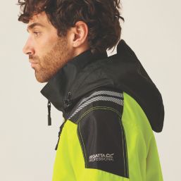 Regatta Hi Vis X-Pro Shell Jacket Black/Yellow X Large 44" Chest