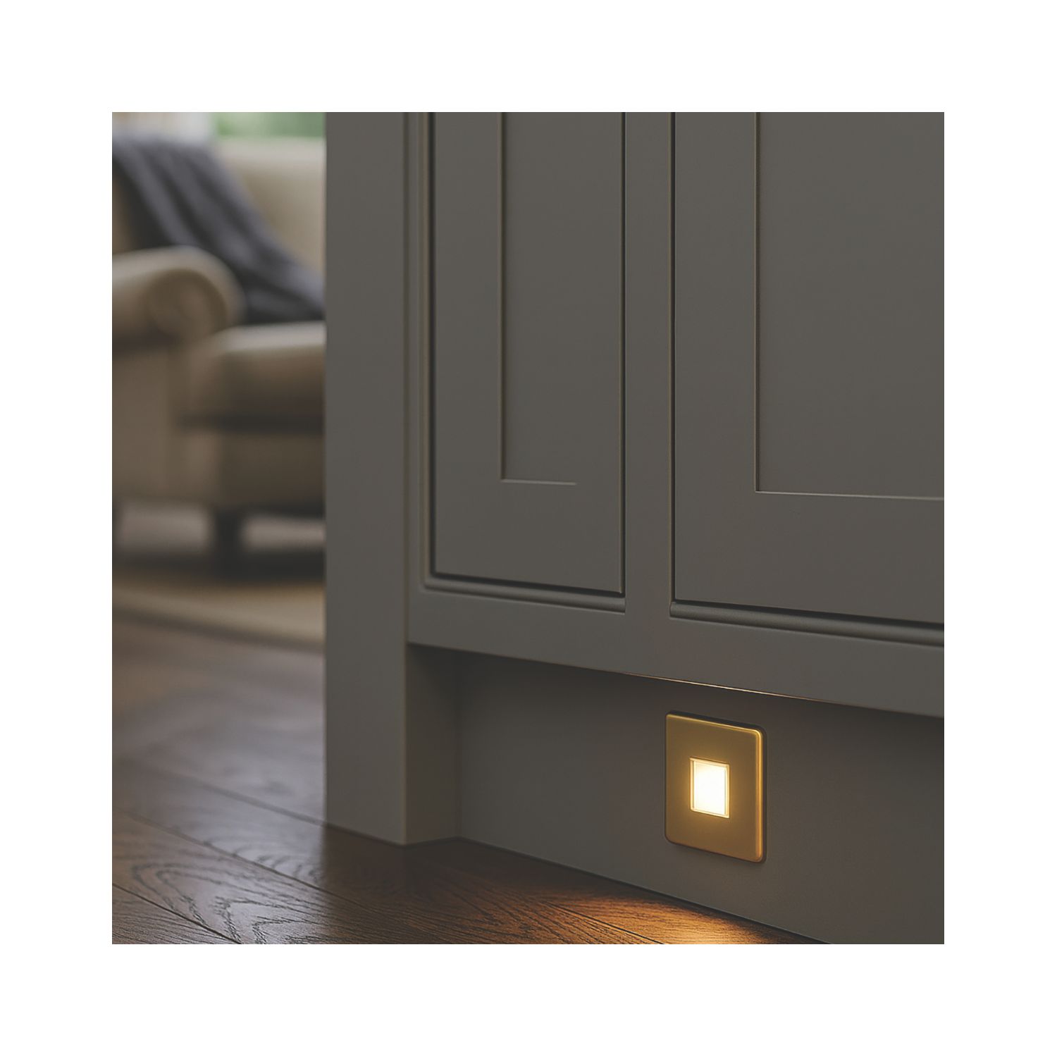 Knightsbridge Recessed Square LED Plinth Light Polished Brass 0.8W 15lm (238AM)