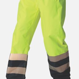 Regatta Pro Hi-Vis Over Trousers Elasticated Waist Yellow / Navy Small 26" W 31" L