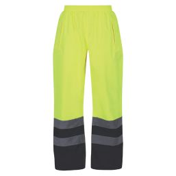 Regatta Pro Hi-Vis Over Trousers Elasticated Waist Yellow / Navy Small 26" W 31" L