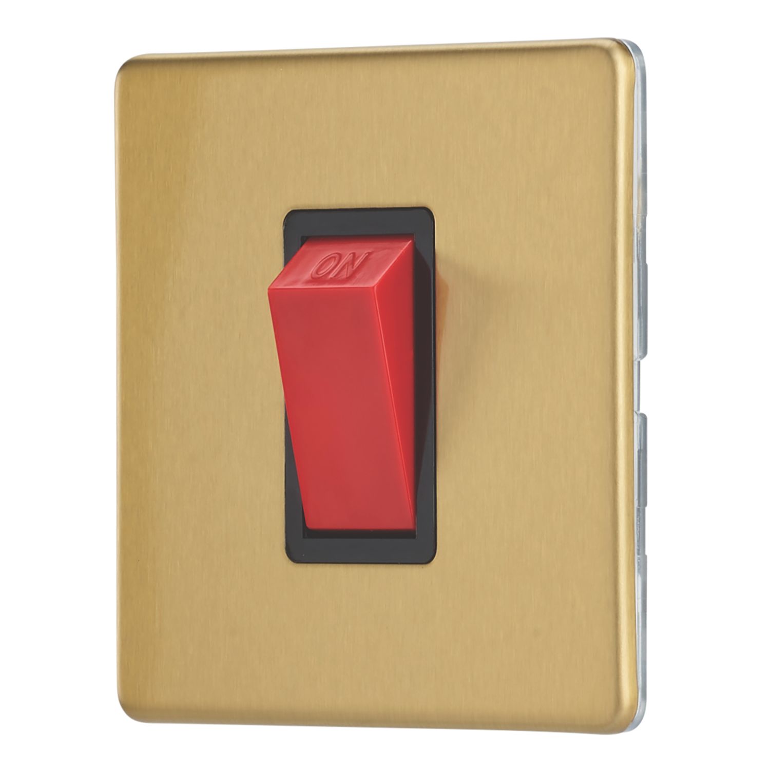 Contactum Lyric 45A 1-Gang DP Control Switch Brushed Brass with Black Inserts (238RR)
