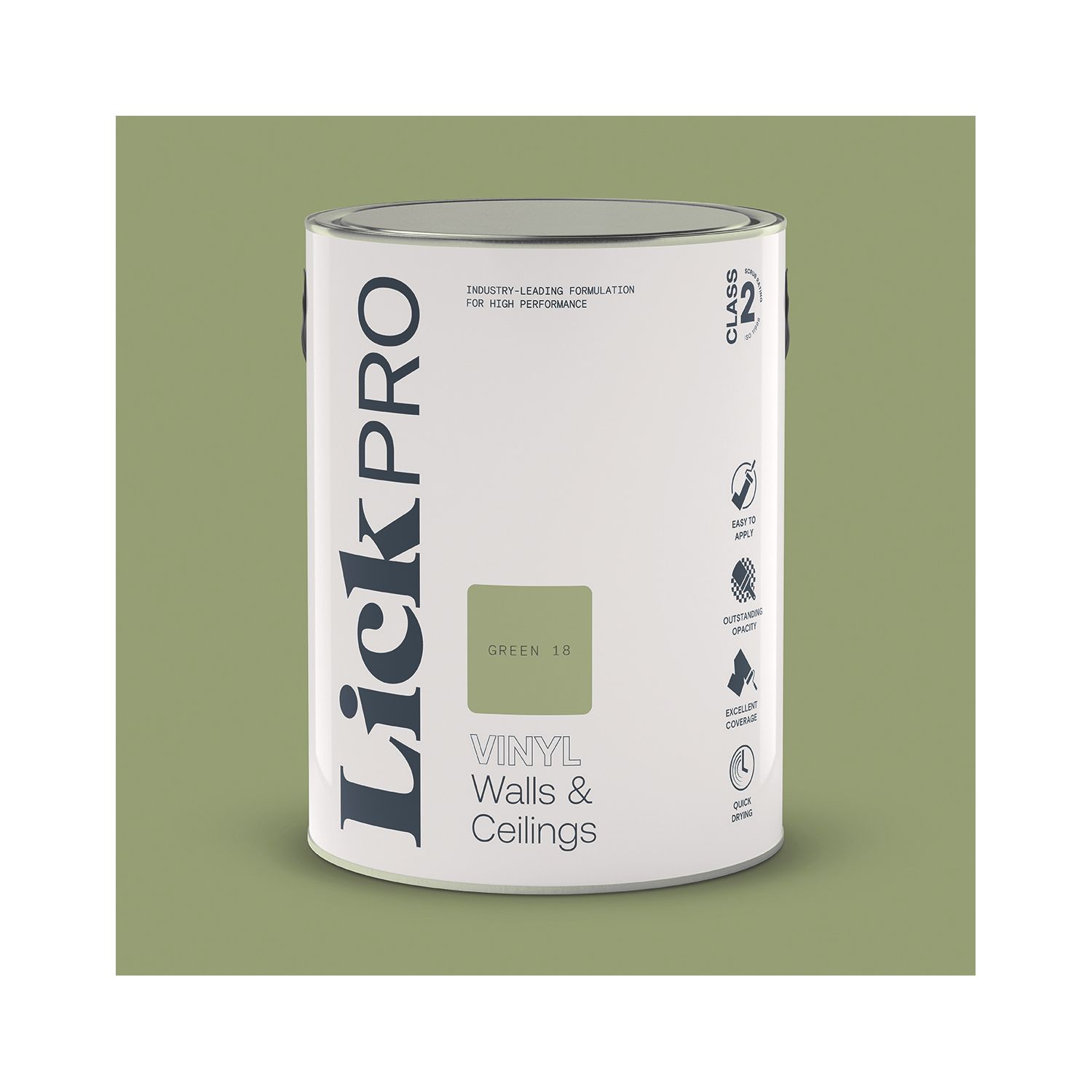 LickPro 5Ltr Green 18 Vinyl Matt Emulsion Paint (238TM)