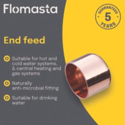 Flomasta  Copper End Feed Stop Ends 22mm 20 Pack