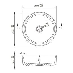 Round Marble Washbowl No Tap Holes 355mm