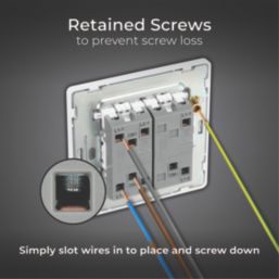 British General Evolve 20A 16AX 3-Gang 2-Way Light Switch  Brushed Steel