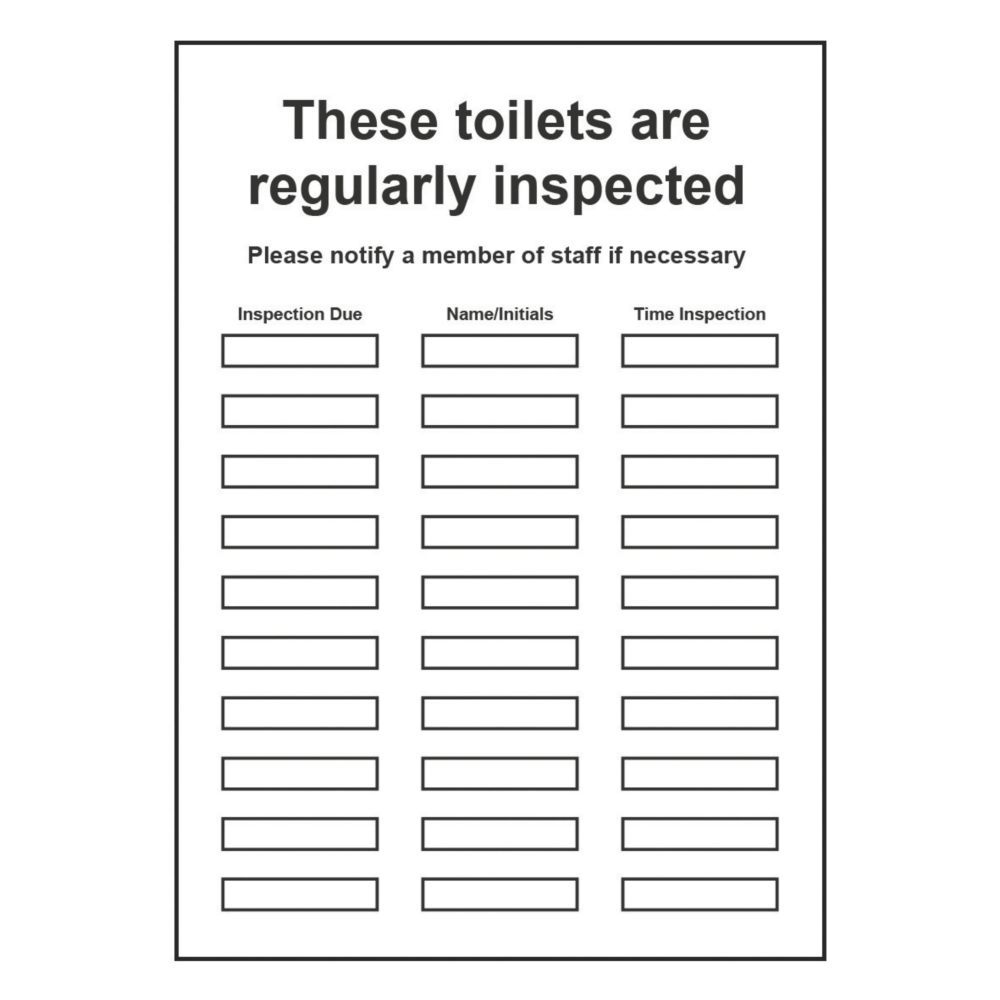 "These Toilets Are Regularly Inspected" Sign 297mm x 210mm