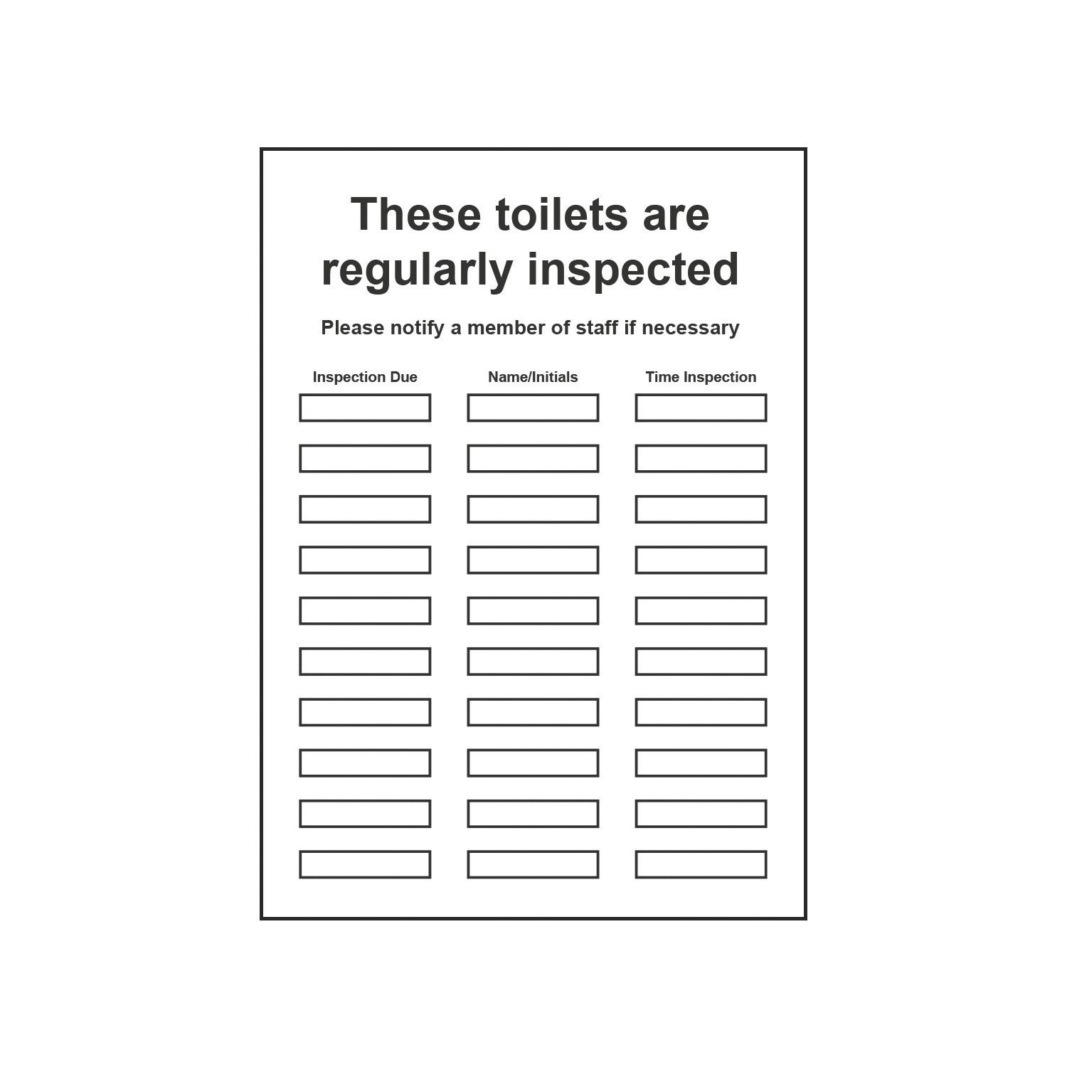Essentials "These Toilets Are Regularly Inspected" Sign 297mm x 210mm (239HL)