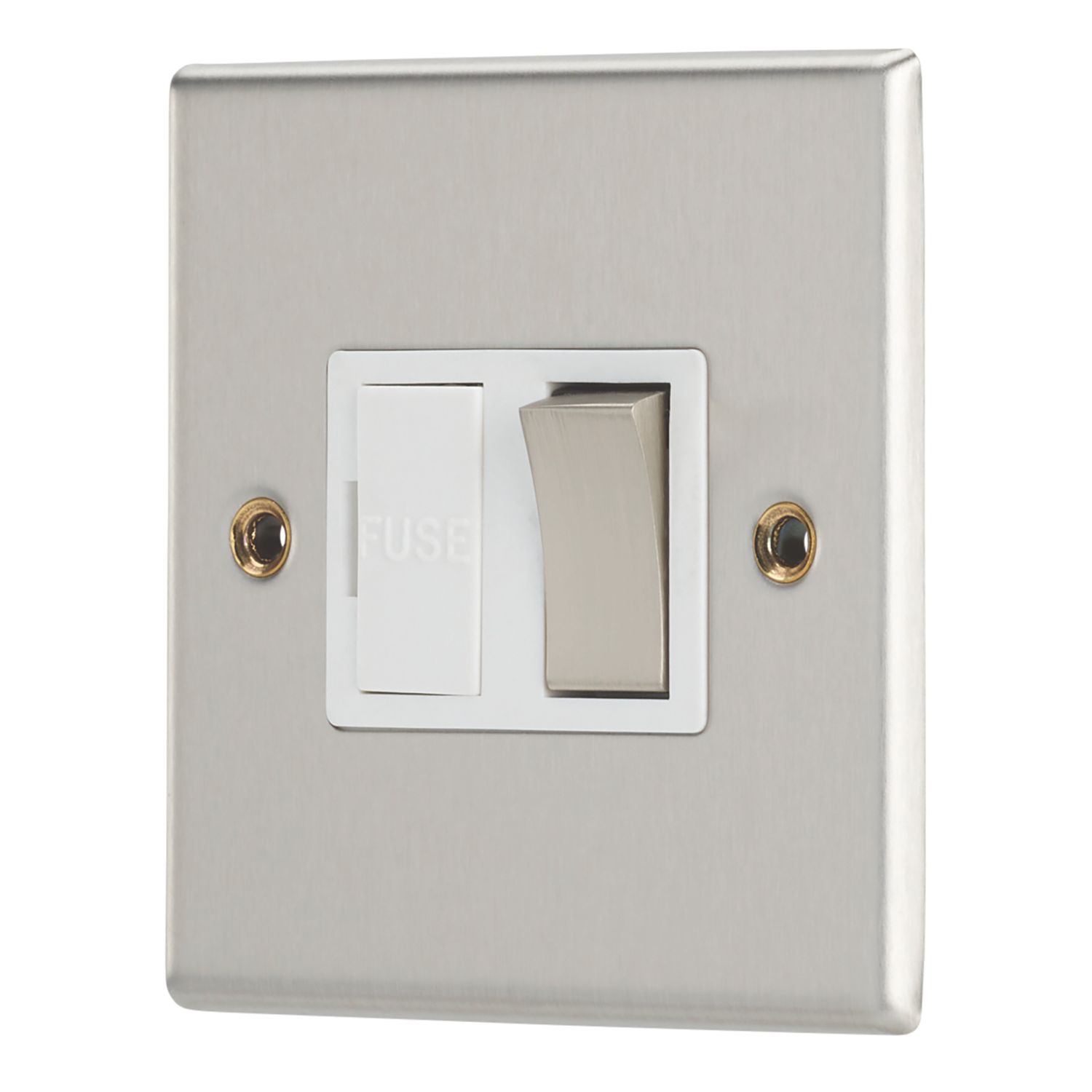Contactum iConic 13A Switched Fused Spur Brushed Steel with White Inserts (239RP)