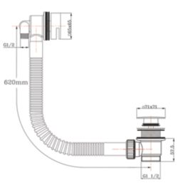 Highlife Bathrooms  Brushed Brass Square Head Bath Overflow Filler Tap  With Clicker Waste