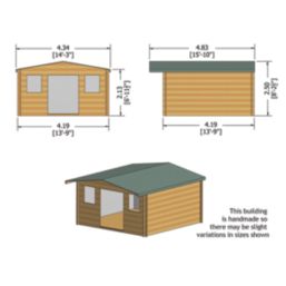 Shire Caledonian 13 ' 6"  x 14' (Nominal) Apex Timber Log Cabin
