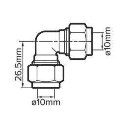 Flomasta  Brass Compression Equal 90° Elbow 10mm