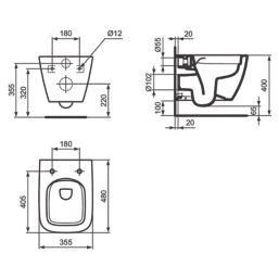 Ideal Standard i.life S Wall-Hung Pan & Concealed Cistern 400mm