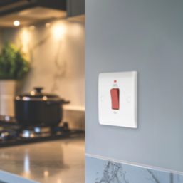 British General 800 Series 45A 1-Gang DP Cooker Switch White with LED