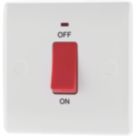 British General 800 Series 45A 1-Gang DP Cooker Switch White with LED