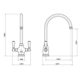 ETAL Oswald Dual Lever Kitchen Mixer Polished Brass