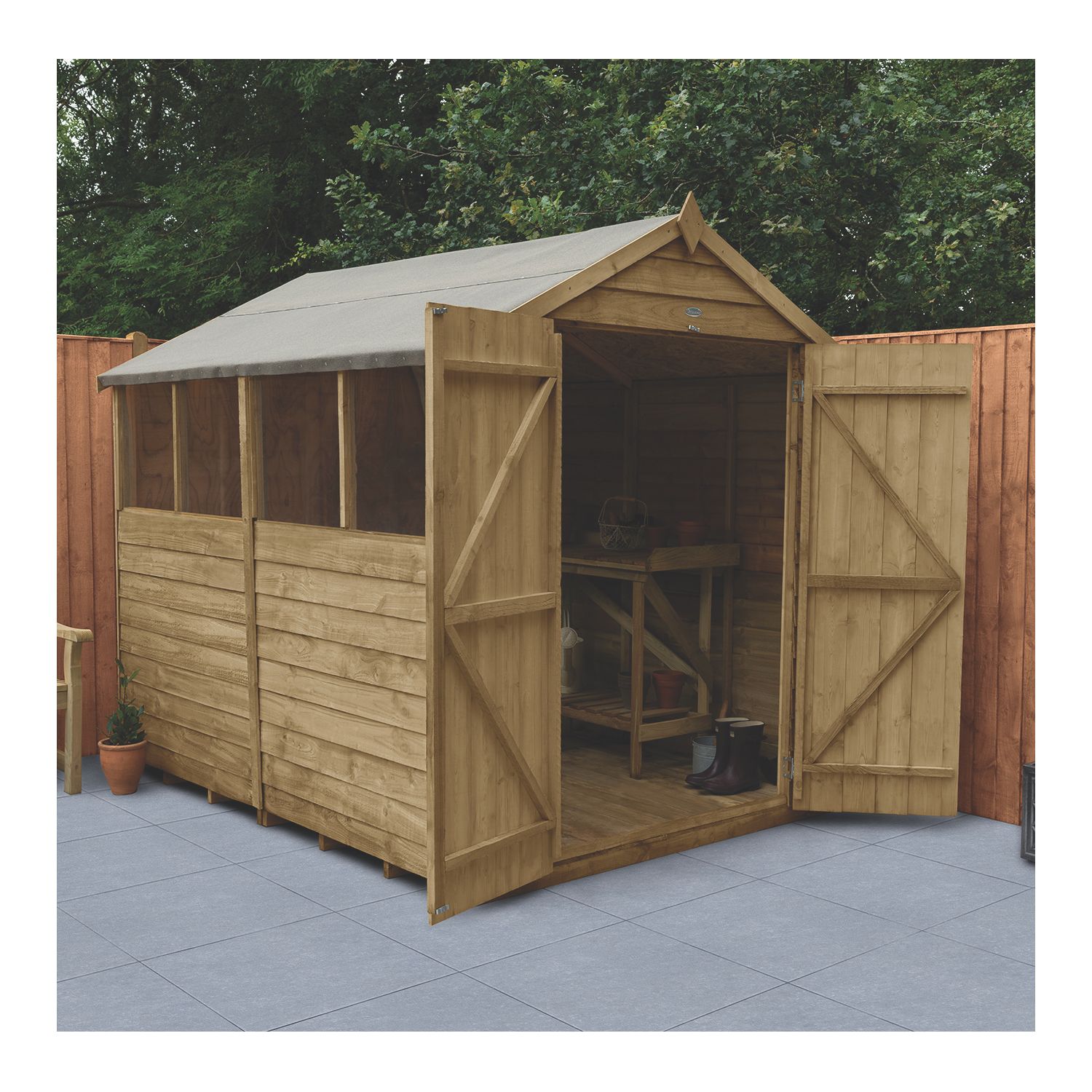 Forest 6' x 8' (Nominal) Apex Overlap Timber Shed with Assembly (240JR)