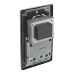 LAP  2-Gang Dual Voltage Shaver Socket 115/240V Antique Brass with Black Inserts