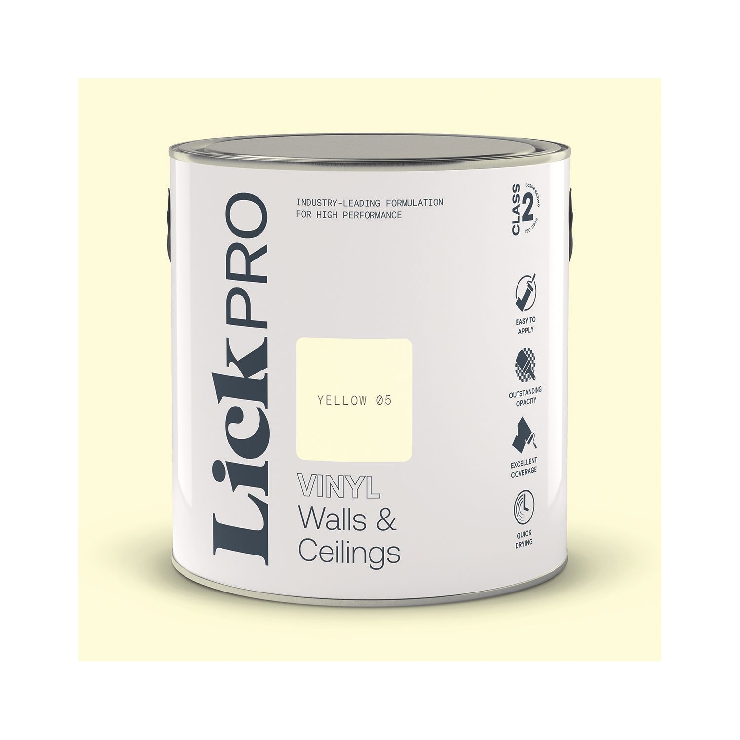 LickPro 2.5Ltr Yellow 05 Vinyl Matt Emulsion Paint (240TM)
