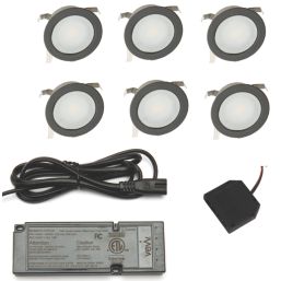 VEW Sola Recessed Round LED Kitchen Plinth Lights Black 0.4W 27lm 6 Pack