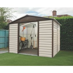 Yardmaster  9' 6" x 7' 6" (Nominal) Apex Shiplap Metal Shed Stone Grey