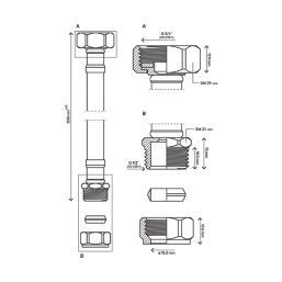 Flomasta Straight Flexible Compression Hose 15mm x 3/4" x 500mm