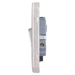 Schneider Electric Lisse Deco 20AX 1-Gang DP Control Switch Brushed Stainless Steel  with Black Inserts