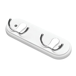 Hardware Solutions 2-Hook Rail Polished Chrome on White Board 230mm x 70mm