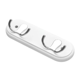 Hardware Solutions 2-Hook Rail Polished Chrome on White Board 230mm x 70mm
