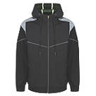 Lee Cooper LCJKT458 Bonded Softshell Hooded Fleece Jacket Black / Grey Large 49" Chest