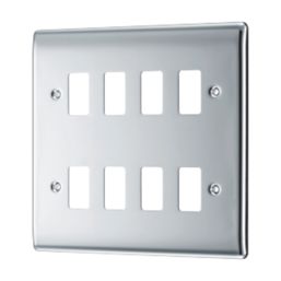 British General Nexus Metal Grid 8-Module Grid Faceplate Polished Chrome