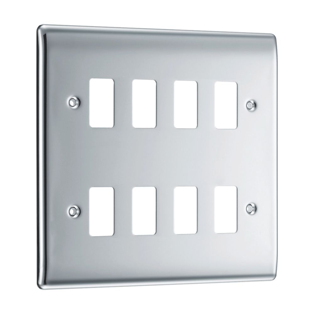 British General Nexus Metal Grid 8-Module Grid Faceplate Polished Chrome
