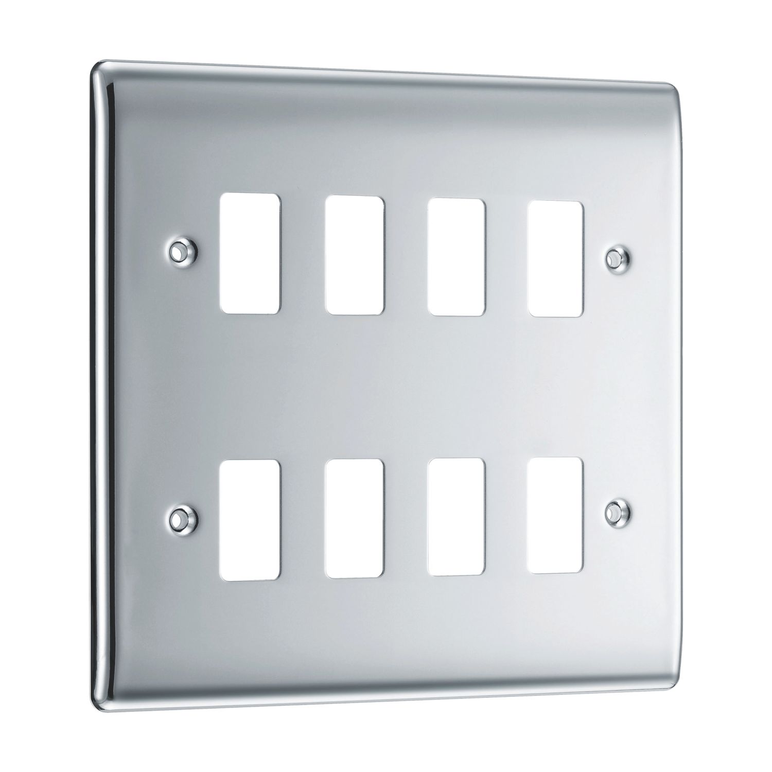 British General Nexus Metal Grid 8-Module Grid Faceplate Polished Chrome (241RF)