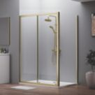 ETAL  Framed Rectangular Sliding Door Shower Enclosure & Tray  Brushed Brass 1390mm x 790mm x 1940mm