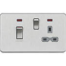 Knightsbridge  45 & 13A 2-Gang DP Cooker Switch & 13A DP Switched Socket Matt White with LED with Colour-Matched Inserts