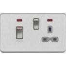 Knightsbridge  45A 2-Gang DP Cooker Switch & 13A DP Switched Socket Matt White with LED with Colour-Matched Inserts